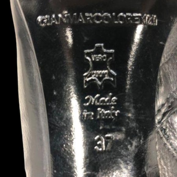 Gianmarco Lorenzi Black Leather Buckle Heeled Boots - Size 37 (Sz. 6) - Picture 6 of 8